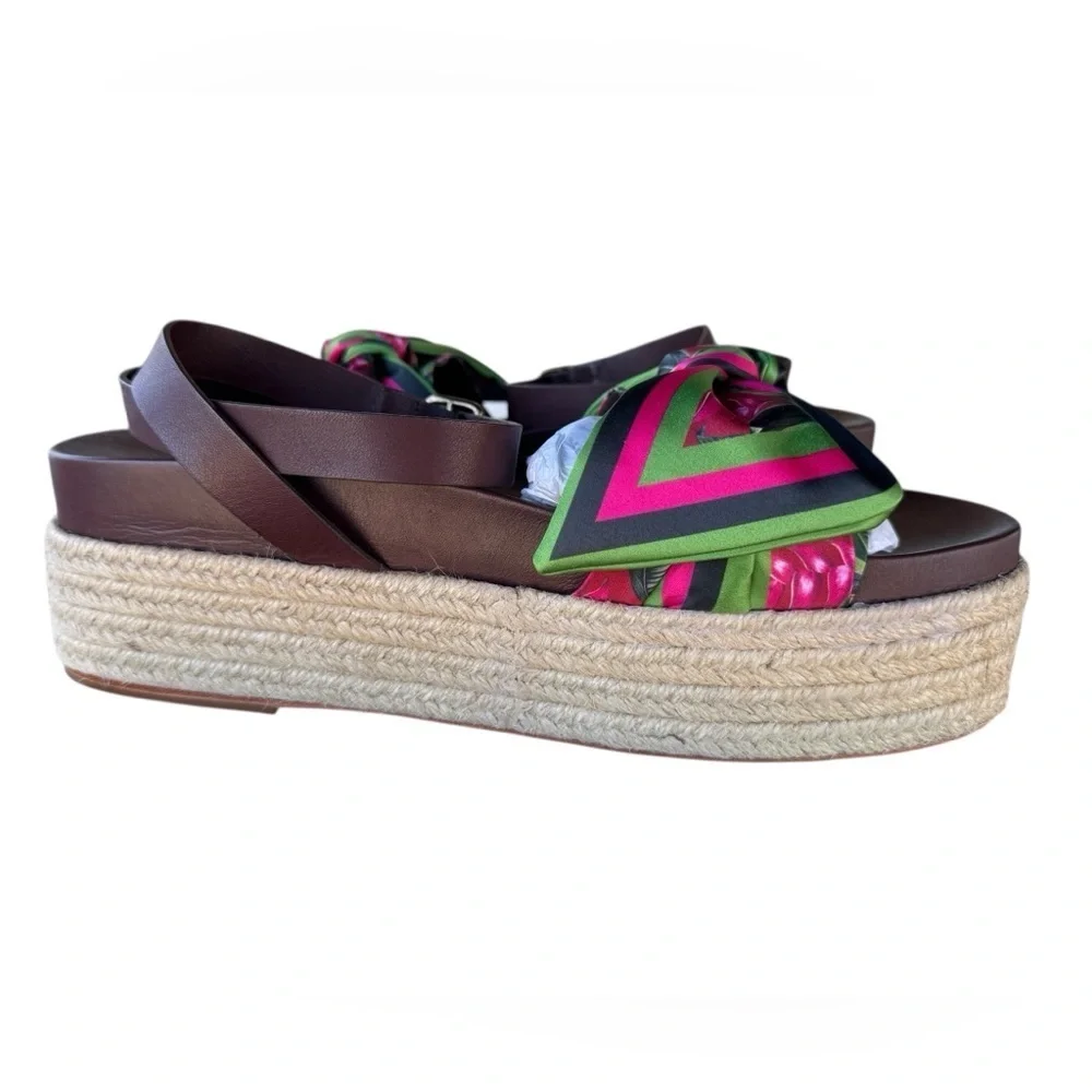 Farm Rio Scarf Raffia Platform Sandals